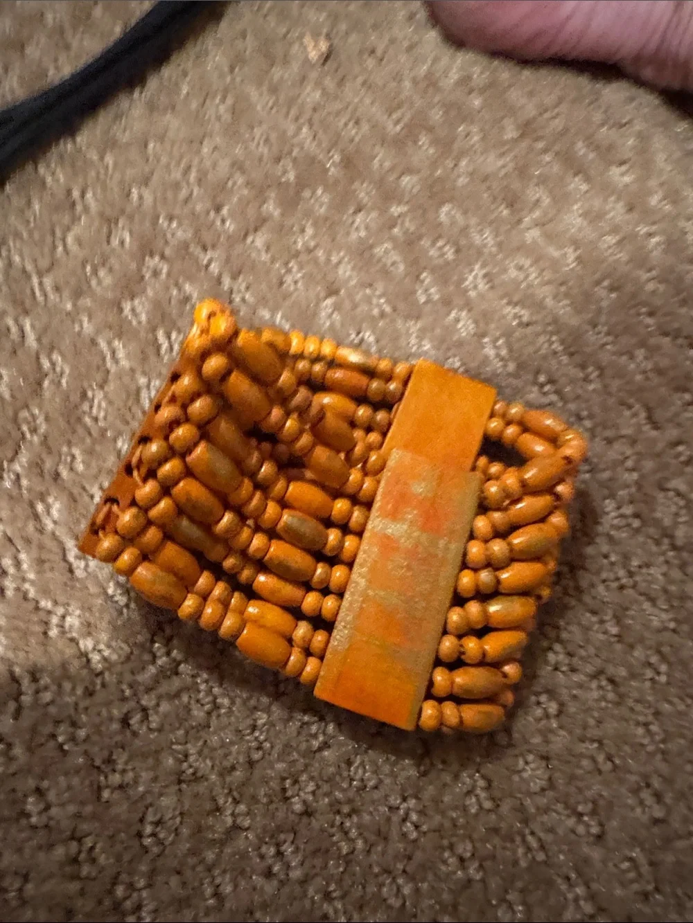 Handcrafted Orange Beaded Stretch Bracelet
